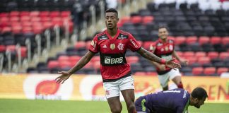 Bruno Henrique para o Flamengo contra o América/MG, pelo Brasileirão 2021